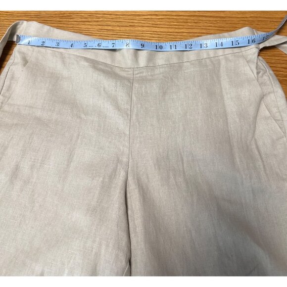 J. Crew Womens Beige Linen-Blend With Elastic Waist & Tie Belt Ankle Pants Sz 12 - Picture 9 of 10